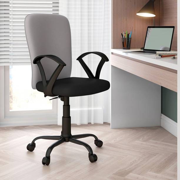 Nilkamal Lusaka Mid Back Ergonomic | Adjustable Height | Swivel | Push Back | Executive Fabric Office Arm Chair