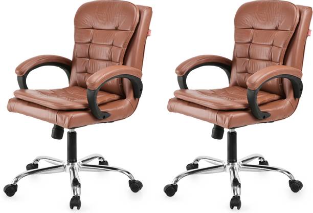 GOYALSON Comfortable Swivel Office Chair Adjustable Height & Breathable Mesh Leatherette Office Adjustable Arm Chair