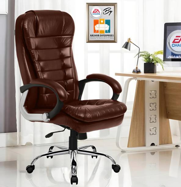 AASHRA ENTERPRISES E.A Office D-42 Boss Designer Chair PP Chrome Arms High Back Executive Chair Leatherette Office Arm Chair