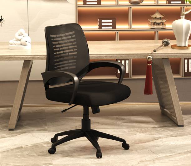 Garghandicraft Ergonomic Mid Back Chair With Spacious Soft Seat/Versatile Designed Office Chair Nylon Office Arm Chair