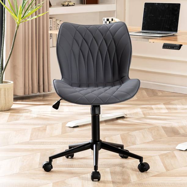 FD Furnituredeal 3 Year Warranty Armless Desk Chair Comfy Office Chair with Wheels Leatherette Office Executive Chair