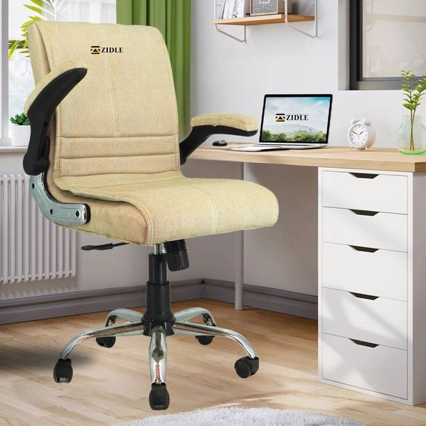 zidle MAXSON Mid Soft Jute Fabric work from Office/home chair with 1 Yrs Parts Wrty Jute Office Adjustable Arm Chair