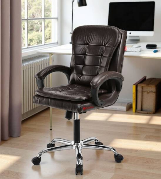 GOYALSON Comfortable Swivel Office Chair Adjustable Height & Breathable Mesh Leatherette Office Adjustable Arm Chair
