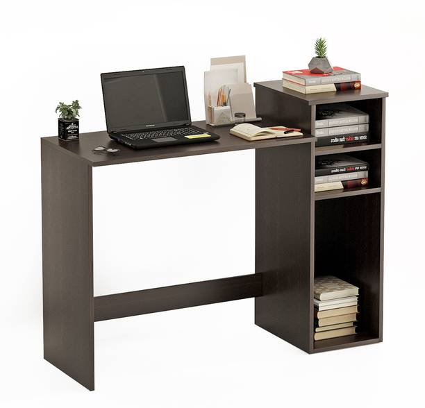 FURNEASER Zannis Computer Table with 3 Shelf, Workstation WFH Table, Engineered Wood Study Table