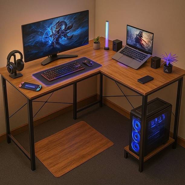 Callas Gaming Computer Table with Smooth and Surface | L-Shape Corner Desk | Engineered Wood Multipurpose Table