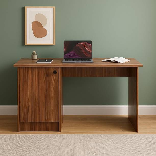 CREATIVE QUBE Office Desk with Closed Cabinet & Storage Shelves for Storing Books, Stationery| Engineered Wood Office Table