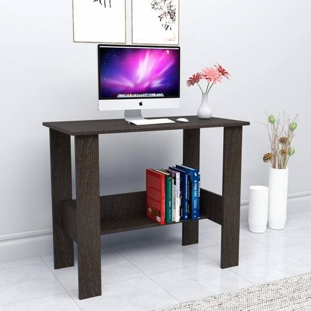 SamT Engineered Wood Computer Desk with One Tier Shelves Laptop Study Table Engineered Wood Study Table