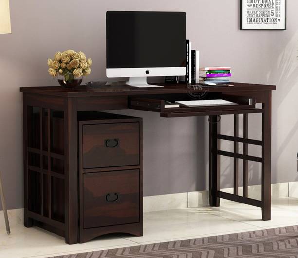 AMBICA WOODMART study table with storage, computer desk, wooden computer table, computer table Solid Wood Study Table