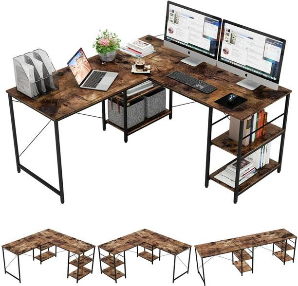 Worldwood L Shape corner computer Desk Engineered Wood Study Table