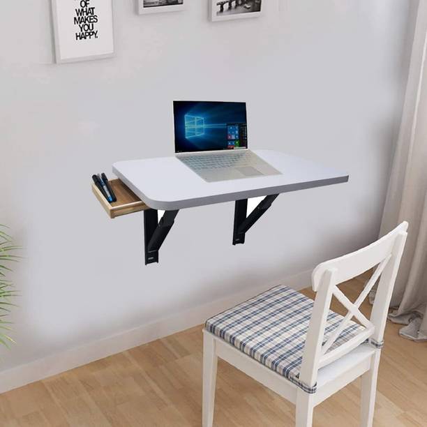 Muren Foldable Wall Mounted Study Laptop Table for Home/Office Desk (white)) Solid Wood Study Table