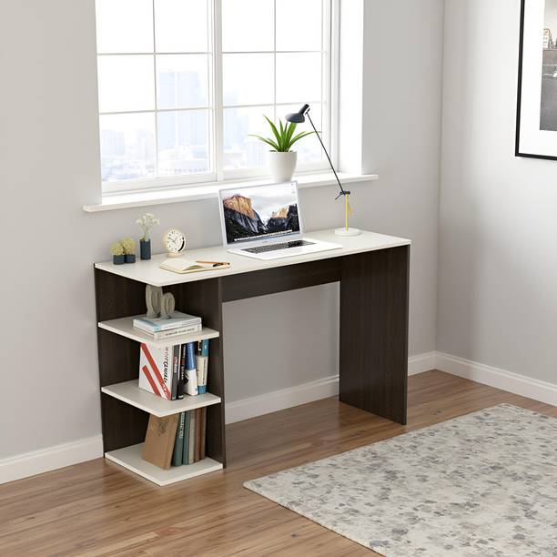 FURNEASER Qualish Computer Table with 3 Shelf, Workstation WFH Table, Engineered Wood Study Table