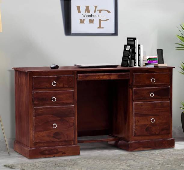 WoodenPoint study table computer desk office desk office table computer table sheesham wood Solid Wood Study Table