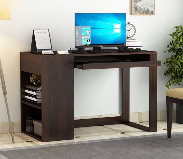 AMBICA WOODMART study table with storage, computer desk, wooden computer table, computer table Solid Wood Study Table