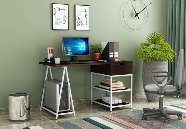 AMBICA WOODMART study table with storage, computer desk, wooden computer table, computer table Solid Wood Study Table