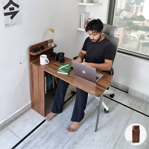 Asaroy Smart Folding Study Table desk for Home office with Storage & Space Saving Engineered Wood Multipurpose Table