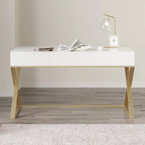 NG Decor 55" White Office Desk with Drawer Rectangular Modern Computer Desk Engineered Wood Office Table