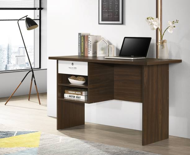 DeckUp Giona Walnut & White Engineered Wood Office Table