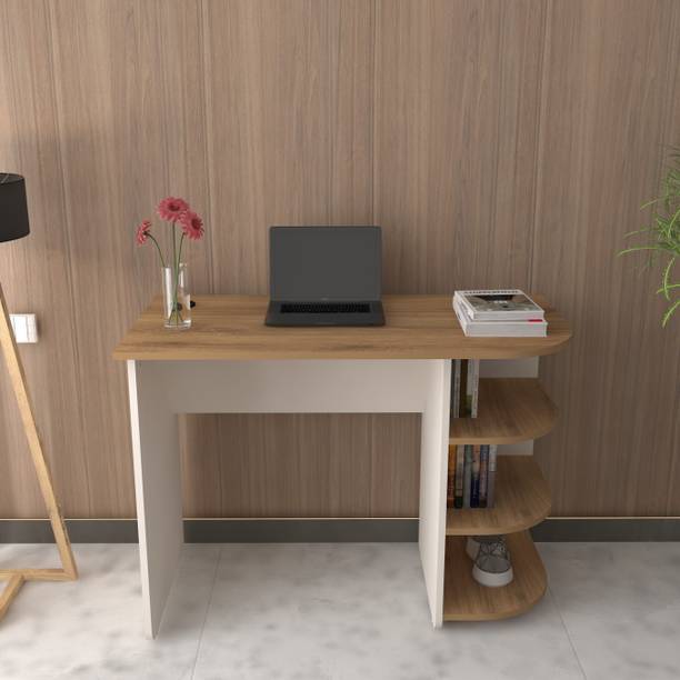 spacesbyU Duo Curvo Study Table with Storage | Computer Table | Office Table | Engineered Wood Study Table