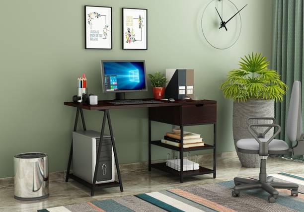 AMBICA WOODMART study table with storage, computer desk, wooden computer table, computer table Solid Wood Study Table