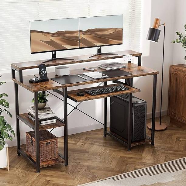 krayog Krayog MultiMax Desk – 120x60 cm Table with Storage Shelves & Keyboard Tray Engineered Wood Multipurpose Table