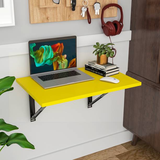Floresta Wud Wall Mounted Folding Kitchen and Computer Table, Wooden Study, Utility Table Wood Portable Laptop Table
