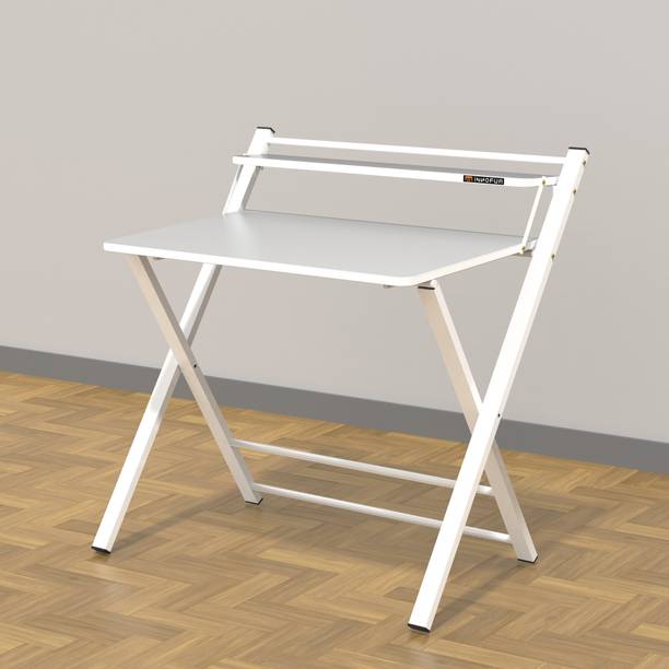 InnoFur Meleti Folding,Multipurpose, Work from home Laptop desk with Bookshelf, (White) Engineered Wood Study Table