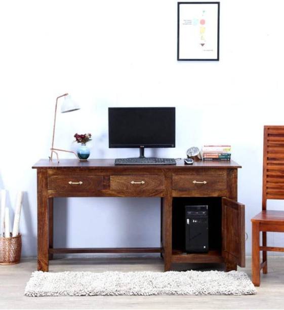 AMBICA WOODMART study table with storage, computer desk, wooden computer table, computer table Solid Wood Study Table