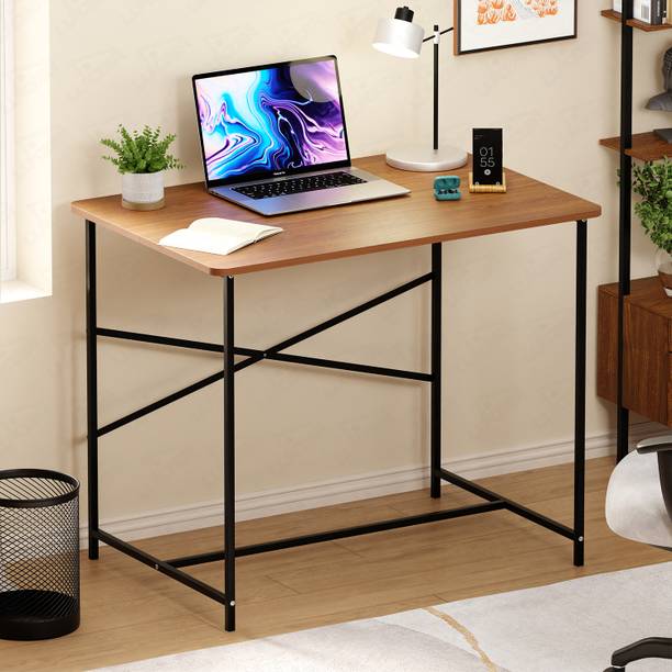 lukzer Lukzer MST-008 Black & Oak Brown X-Support Metal Study Table Engineered Wood Study Table