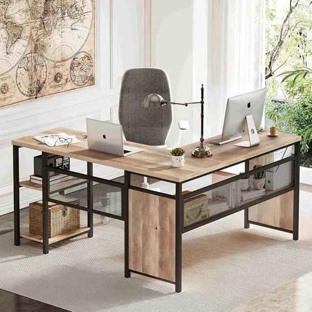 krayog Pro L-Shaped Desk with Storage – 140x120 cm Workstation Table Engineered Wood Multipurpose Table