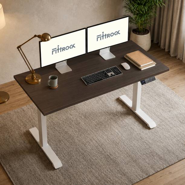 FittRock Dual Motor Height Adjustable Desk 1200x600mm | 4 Memory, 120kg, C-USB Engineered Wood Office Table