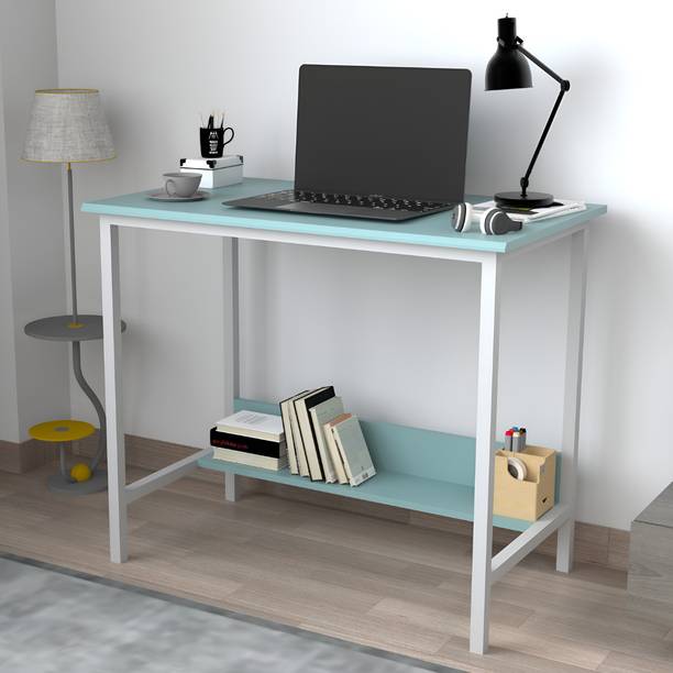 ROOSO LIVING Solo Study Table with Metal Legs & Bottom Storage Shelf |Computer Desk for Home Engineered Wood Study Table