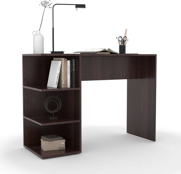 CREATIVE QUBE Dravo Engineered Wood Laminated Study Table with 3 Open Shelves for Storage Engineered Wood Study Table