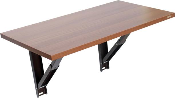 Captiver Minielara Folding Wall Mounted Table for Study Cum Laptop Classic Walnut/Dining Tables with Storage Foldable Brackets Kitchen Breakfast Bed Old Man Work Station Engineered Wood Study Table