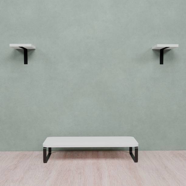 Flux Flux Multi-Functional Monitor Stand & 2.1 Speaker Stand Combo(White) Engineered Wood Office Table