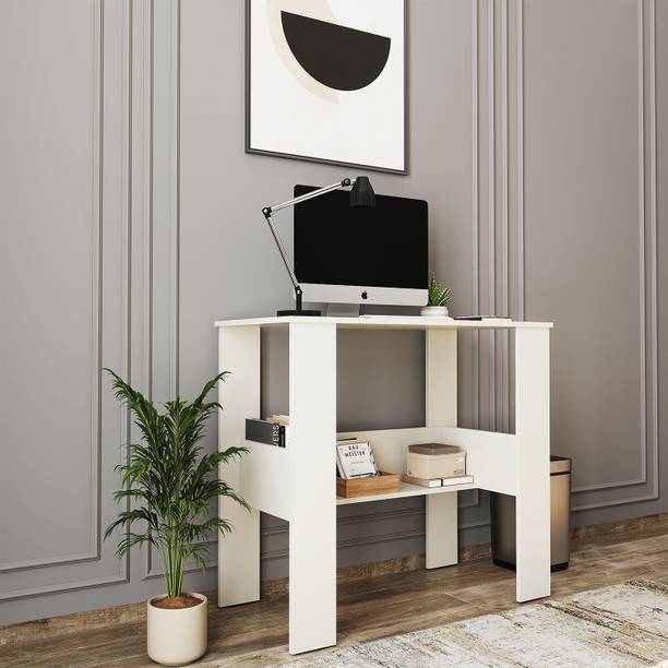 HOMEEASY Modern Wooden Study Table with Storage Shelf | Minimalist Work Desk for Home Engineered Wood Multipurpose Table
