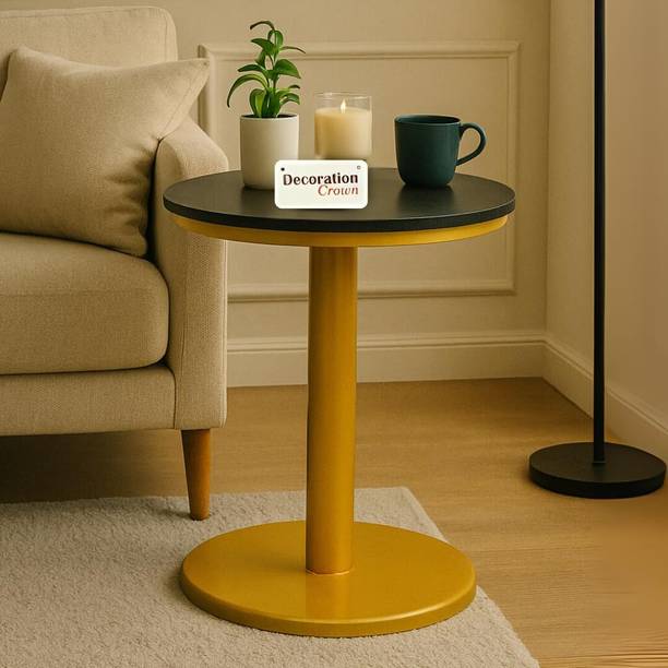 Decoration Crown Marble Laminated Wooden Contemporary Coffee End Table with Golden Metal Frame Metal Multipurpose Table