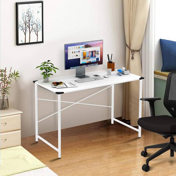 wow craft Study Table for Home | Computer Desk White with White Legs | 91x60x77 cm Engineered Wood Study Table