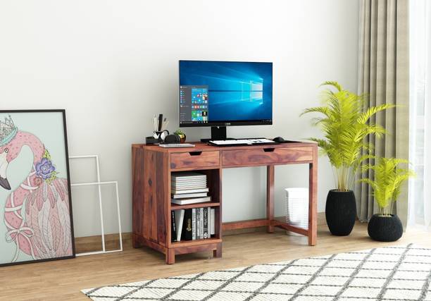 AMBICA WOODMART study table with storage, computer desk, wooden computer table, computer table Solid Wood Study Table
