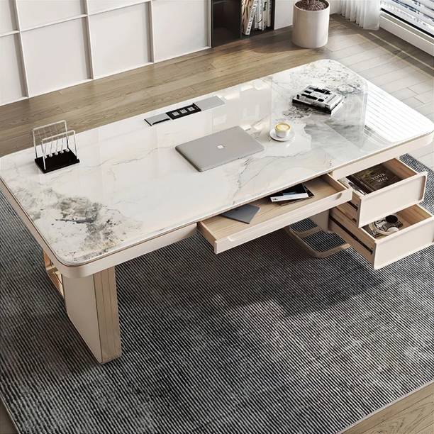 NG Decor NG Decor Modern Executive Office Desk with Faux Marble Top Design Solid Wood Office Table