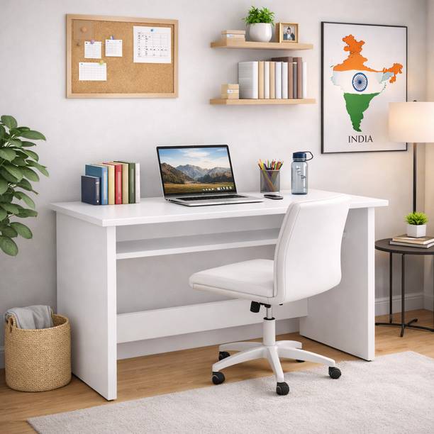 Spyder Craft Modern Study Desk Arrangement with Books, Laptop and Décor Engineered Wood Multipurpose Table