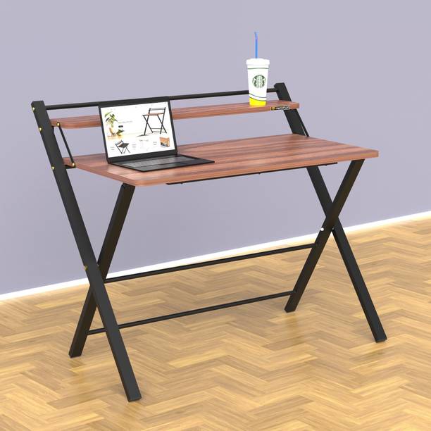InnoFur Meleti Folding Study Desk (Large)/Foldable Office Table/Adjustable Laptop Desk Table Large (Large, Brown) Engineered Wood Study Table