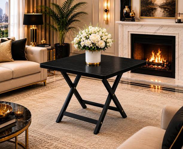 City of Akasha Foldable Multipurpose Square Table with Durable Powder Coated for Home Dining Engineered Wood Multipurpose Table