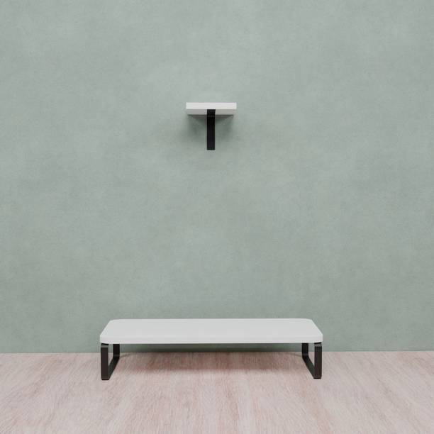 Flux Flux Wooden Monitor Stand Organizer & Wall Mounted Plant Shelf Free Combo(White) Engineered Wood Office Table