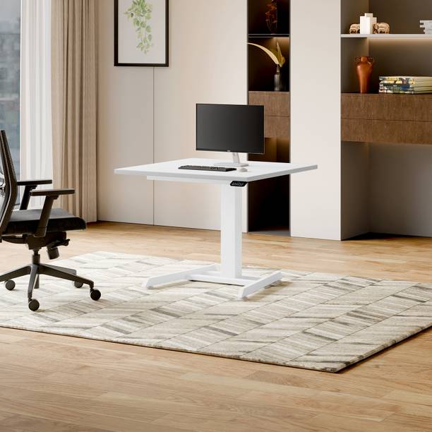 Godrej Interio Workout Table - Single Column Power Operated Engineered Wood Multipurpose Table