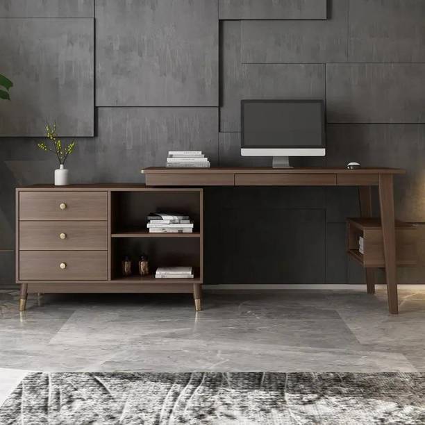 NG Decor Desk L Shaped Home Office Desk Wooden Computer Desk with Storage Engineered Wood Office Table