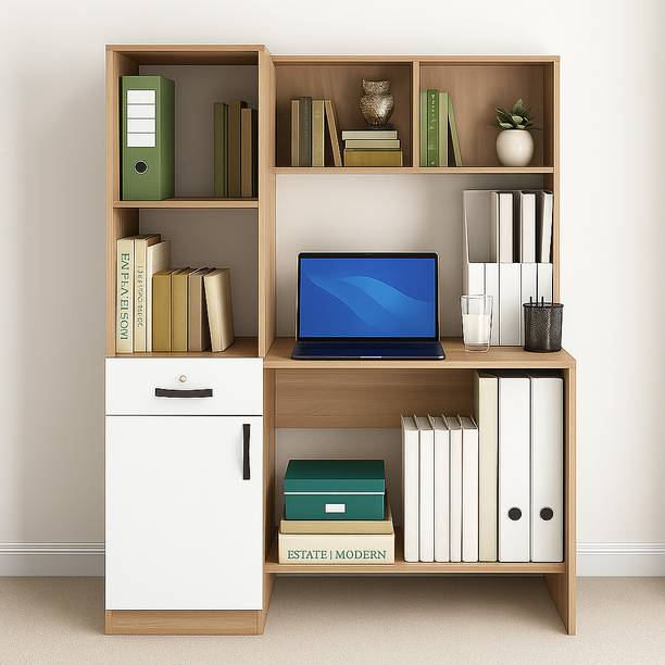 NITYAM Wooden Computer Table with Storage Cabinet|Study Table|Office Table Engineered Wood Multipurpose Table