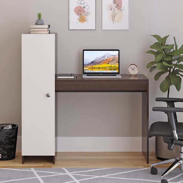 WOODWIDER Maria WFH Computer Table & Gaming Desk with Bookshelf, Engineered Wood Study Table