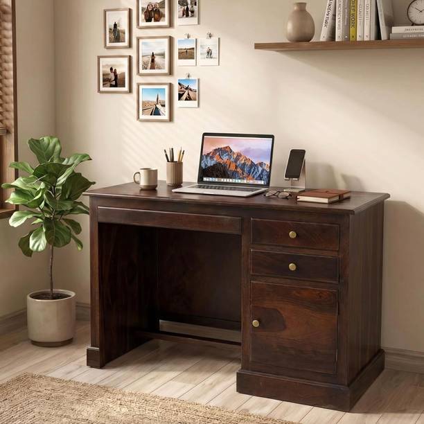 SONA ART & CRAFTS Carmel Lite Wooden Study Table with 1 Door & 2 Drawers Study Desk, Office Table Solid Wood Study Table