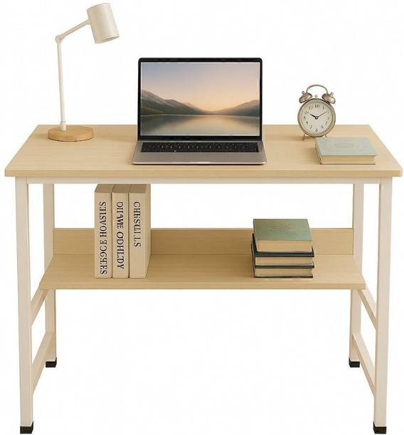 House Of Akasha Study Table with Shelf Computer Workstation Desk with Shelf Gaming Concept Desk Engineered Wood Multipurpose Table