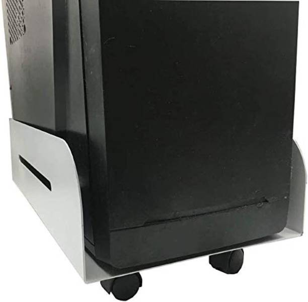 Indian Decor 45887 Computer Rack with Caster Wheels, CPU Steel Rolling Engineered Wood Multipurpose Table